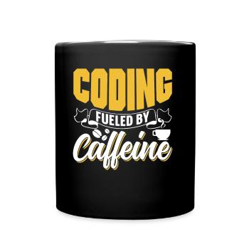 Programming powered by caffeine coding - Full Colour Mug - black - Front