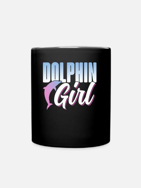 Delfin Mädchen Delphin Delfine Liebhaber Delphine - Tasse einfarbig - Schwarz