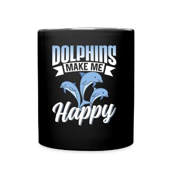 Delfine Machen Mich Glücklich Delphin Delfin - Tasse einfarbig - Schwarz - Vorne