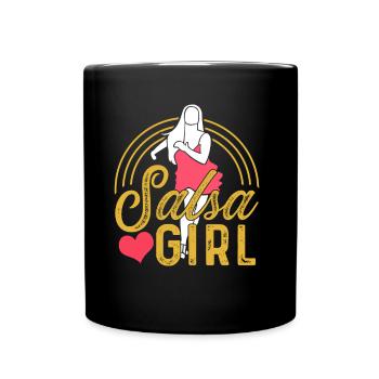 Salsa Mädchen Mama Tanz Tanzen Tänzer Hobby - Tasse einfarbig - Schwarz - Vorne