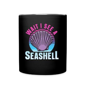 Wait I see a shell collecting shells - Full Colour Mug - black - Front