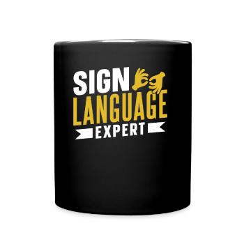 Gebärdensprache Experte Gebärden Gestik Awareness - Tasse einfarbig - Schwarz - Vorne