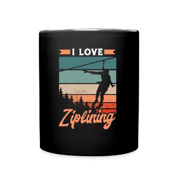 Ich Liebe Ziplining Seilrutsche Zipline Sport - Tasse einfarbig - Schwarz - Vorne