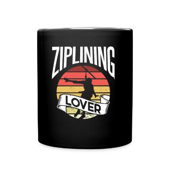 Ziplining Liebhaber Seilrutsche Sport Zipline - Tasse einfarbig - Schwarz - Vorne