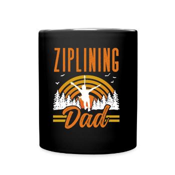Ziplining Papa Seilrutsche Zipline Sport Sprüche - Tasse einfarbig - Schwarz - Vorne