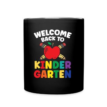 Willkommen Zurück Im Kindergarten Humor Kinder Süß - Tasse einfarbig - Schwarz - Vorne