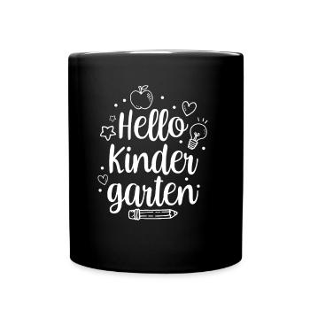 Hallo Kindergarten Sprüche Kinder Süß Humor - Tasse einfarbig - Schwarz - Vorne