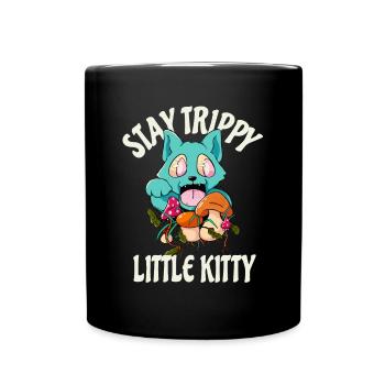 Acid Kätzchen Lustige Hippie Katze Psychedelisch - Tasse einfarbig - Schwarz - Vorne