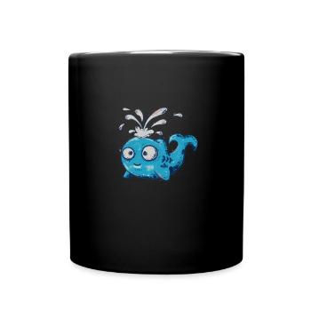 Baleine mignonne drôle de créatures marines sous l’eau - Mug uni - noir - Devant