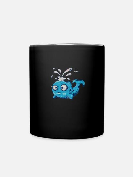 Niedlicher Wal Lustiger Meeresbewohner Unterwasser - Tasse einfarbig - Schwarz