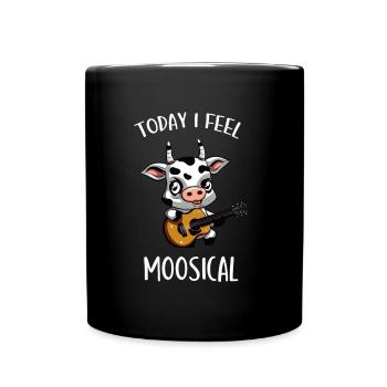 Moosical Kuh Lustiges Gitarre Musik Musiker Kinder - Tasse einfarbig - Schwarz - Vorne