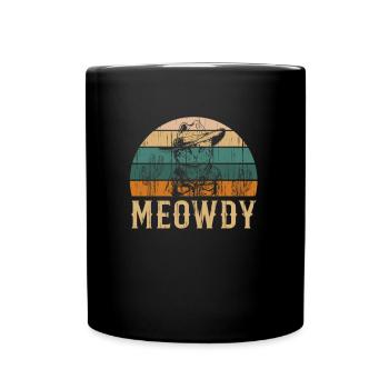 Meowdy Lusy Cowboy Cat Country Meme - Mug uni - noir - Devant