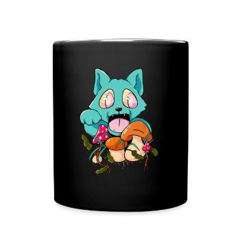 Trippy Pilz Katze Hippie Trip Psychedelisch - Tasse einfarbig - Schwarz - Vorne