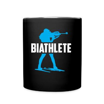 Biathlet Sport Biathlon Biathlons Biathletin - Tasse einfarbig - Schwarz - Vorne