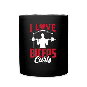 I love biceps curls sayings muscles biceps - Full Colour Mug - black - Front