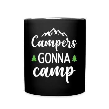 Camper auf dem Weg zum Camp - Tasse einfarbig - Schwarz - Vorne