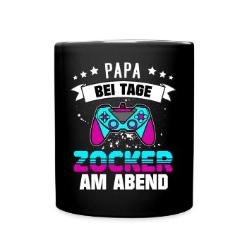Gamer Papa - Geschenk für Gamer zum Vatertag - Tasse einfarbig - Schwarz - Vorne