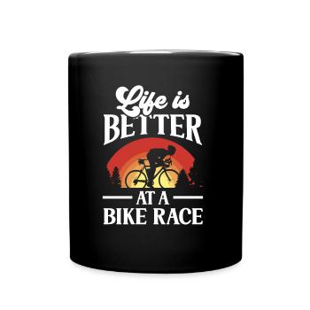 La vie est meilleure sur un vélo de course - Mug uni - noir - Devant