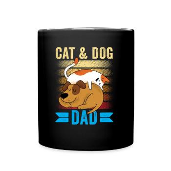 Cat and Dog Daddy Boy Type Lover Cats - Full Colour Mug - black - Front