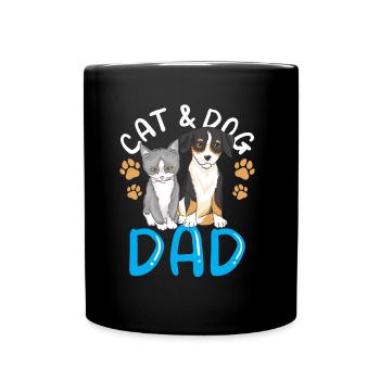 Cat and Dog Daddy Boy Type Cat Lover - Full Colour Mug - black - Front