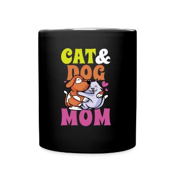 Cat And Dog Mom Girl Dogs Cat Lover - Full Colour Mug - black - Front
