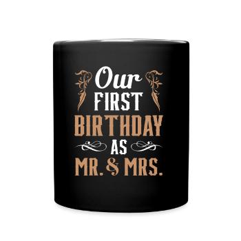 Notre premier anniversaire en tant qu’homme et femme Dictons - Mug uni - noir - Devant