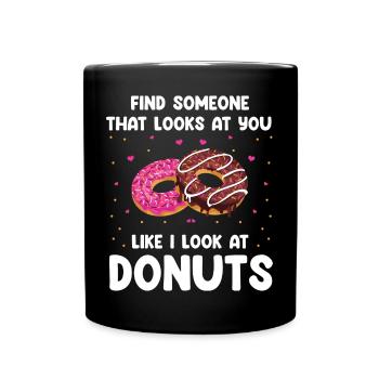 Donuts Love Design - Tasse einfarbig - Schwarz - Vorne