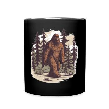 Wald Bäume Sasquatch Mythos Geschenk Bigfoot - Tasse einfarbig - Schwarz - Vorne