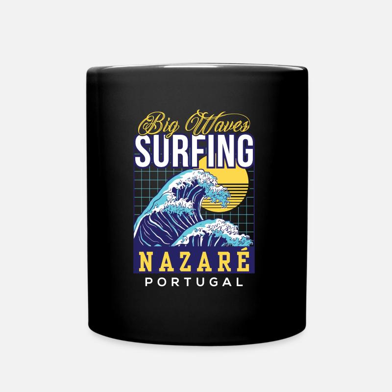 Big Wave Surfing Nazaré Portugal Surfeurs - Mug uni - noir