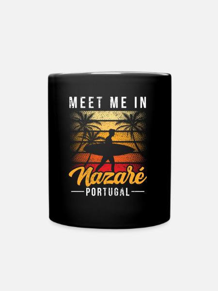 Rencontrez-moi à Nazaré Portugal Surfer Surfing - Mug uni - noir