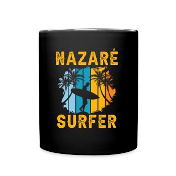 Nazaré Surfer Surfing Surfen Wellen - Tasse einfarbig - Schwarz - Vorne