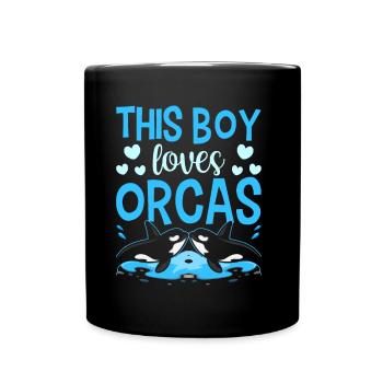 Ce garçon aime les orques de la mer protéger les baleines - Mug uni - noir - Devant