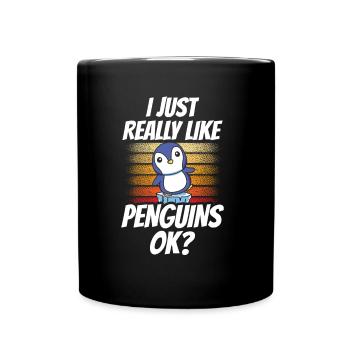 J’aime juste les pingouins beaucoup pingouin animal mignon - Mug uni - noir - Devant