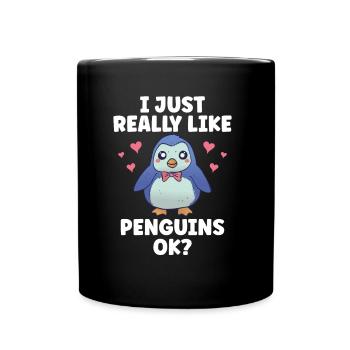 J’aime juste les pingouins très animal pingouin mignon - Mug uni - noir - Devant