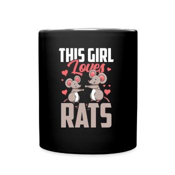 This girl loves rats cute animal rat - Full Colour Mug - black - Front