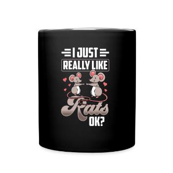 I just like rats very cute rat animal - Full Colour Mug - black - Front