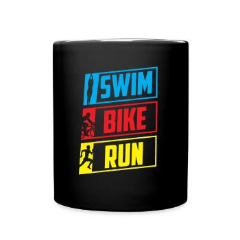 Swim Bike Run Triathlon Triathlet Triathletin - Tasse einfarbig - Schwarz - Vorne
