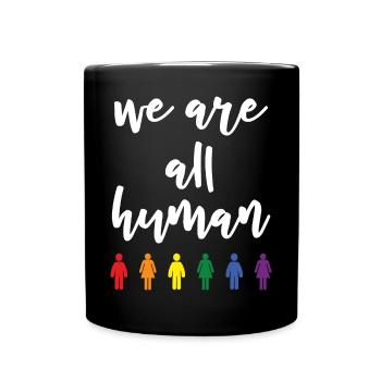 Pride Month - We Are All Human - Full Colour Mug - black - Front