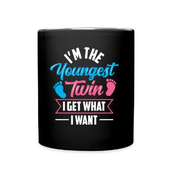 Bin Der Jüngste Zwilling Ich Bekomme Was Ich Will - Tasse einfarbig - Schwarz - Vorne