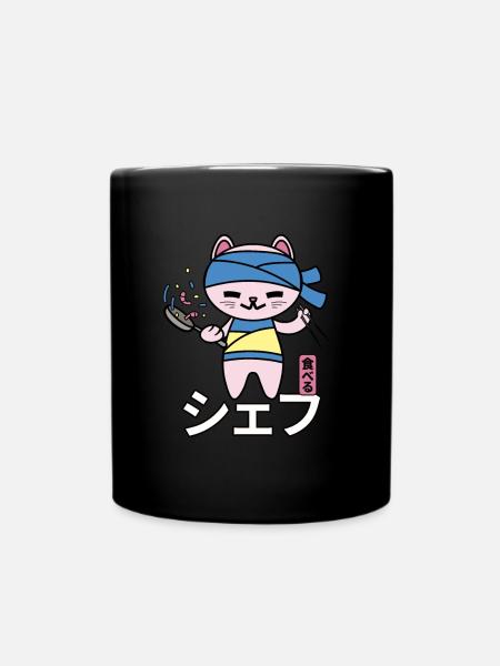 Kawaii Chef Cat Japan - Full Colour Mug - black