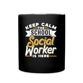 Ruhe Bewahren Der Schulsozialarbeiter Ist Da Beruf - Tasse einfarbig - Schwarz - Vorne