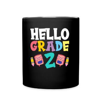 Hallo Klasse 2 Schule Zweitklässler Zweite Klasse - Tasse einfarbig - Schwarz - Vorne
