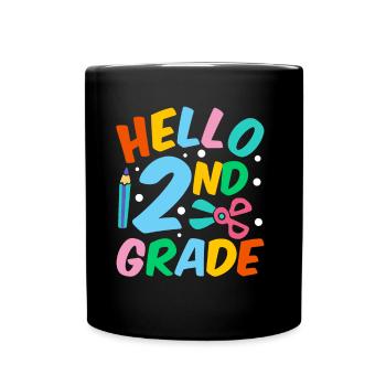 Hallo 2. Klasse Zweite Klasse Zweitklässler - Tasse einfarbig - Schwarz - Vorne