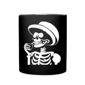 Sarcastic Funny Skeleton Drinking Espresso Coffee - Full Colour Mug - black - Front