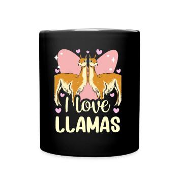 J’aime les dictons de lama animal lama lama - Mug uni - noir - Devant