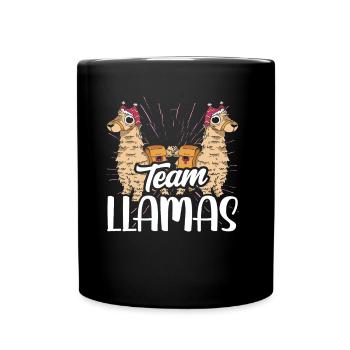 Team Llamas Christmas Animal Llama Lama Sayings - Full Colour Mug - black - Front