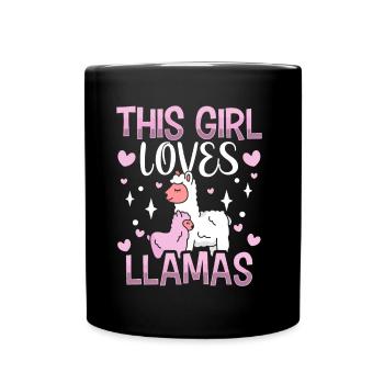 Cette fille aime l’animal du lama Llama Lama - Mug uni - noir - Devant