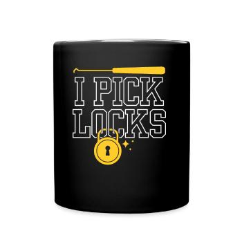 I Pick Locks Lock Picking Knacker Lock - Full Colour Mug - black - Front