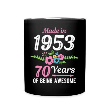 Fabriqué en 1953 Floral 70e anniversaire - Mug uni - noir - Devant