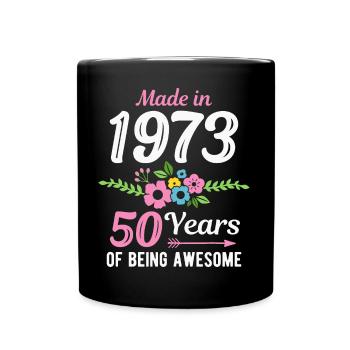Fabriqué en 1973 Floral 50e anniversaire - Mug uni - noir - Devant